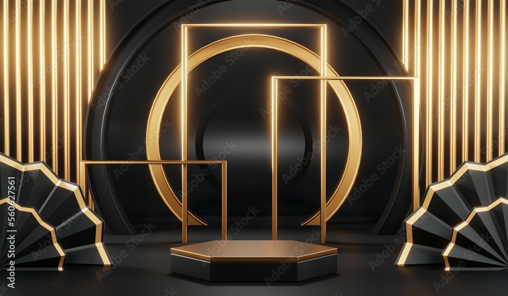 3D rendering of black podium background for black friday product on podium 3D rendering of black podium background for black friday product on podium