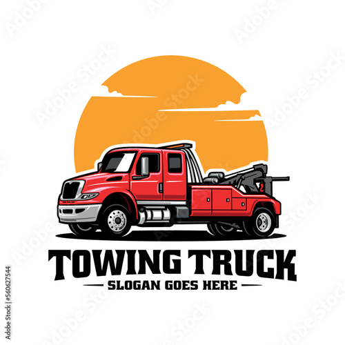 Towing truck illustration logo vector isolated