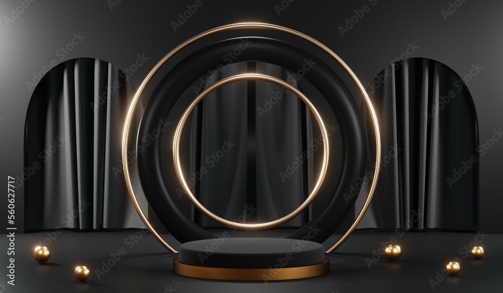 3D rendering of black podium background for black friday product on podium 3D rendering of black podium background for black friday product on podium