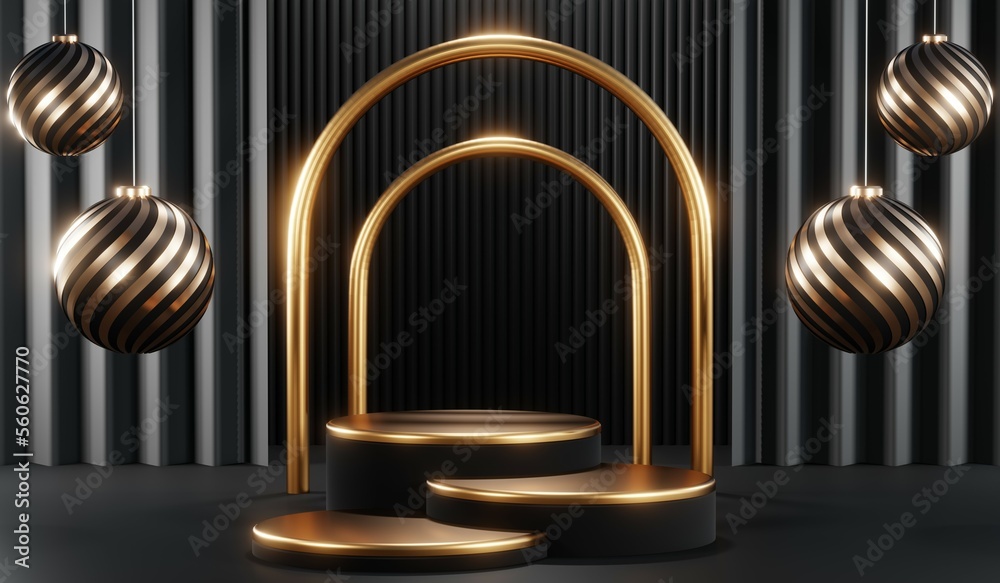 3D rendering of black podium background for black friday product on podium 3D rendering of black podium background for black friday product on podium