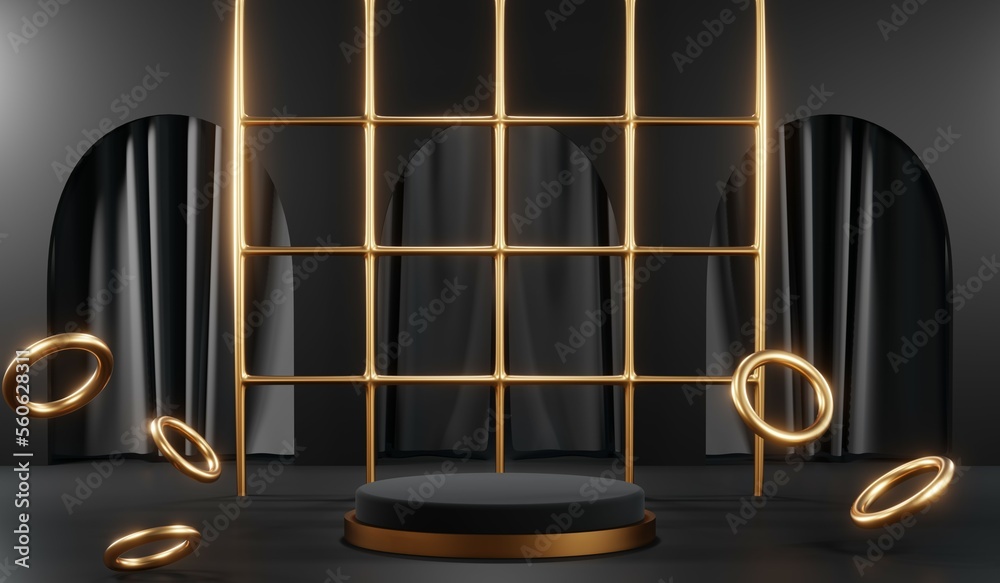 3D rendering of black podium background for black friday product on podium 3D rendering of black podium background for black friday product on podium