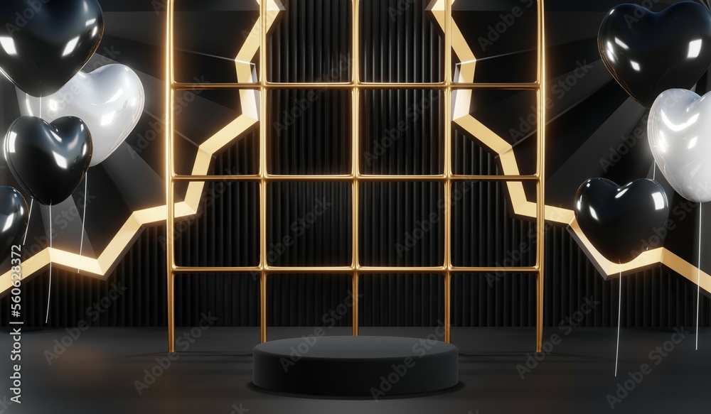 3D rendering of black podium background for black friday product on podium 3D rendering of black podium background for black friday product on podium