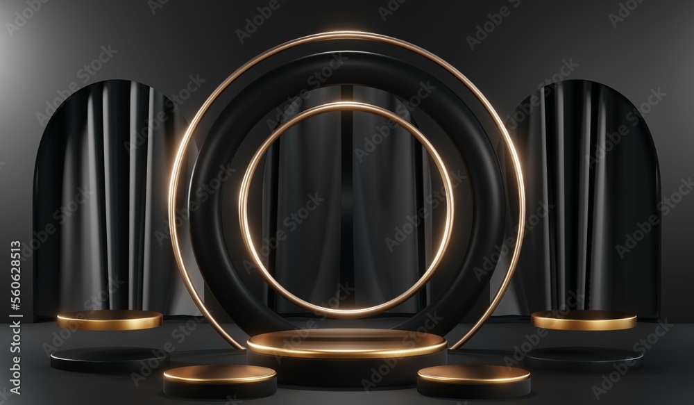 3D rendering of black podium background for black friday product on podium 3D rendering of black podium background for black friday product on podium