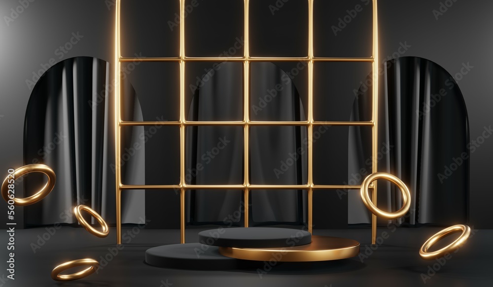 3D rendering of black podium background for black friday product on podium 3D rendering of black podium background for black friday product on podium