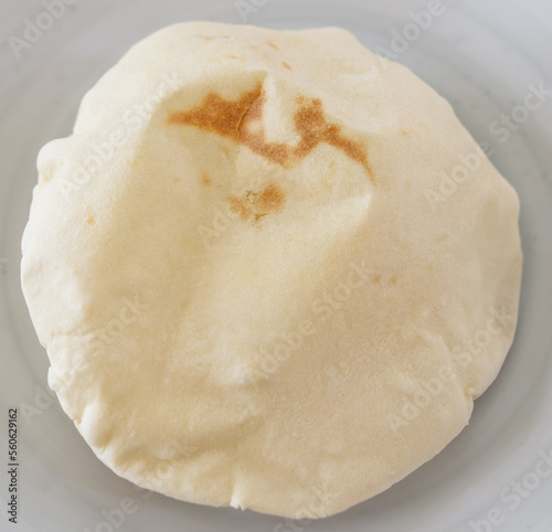 Egyptian flatbread in a plate. Close-up photo