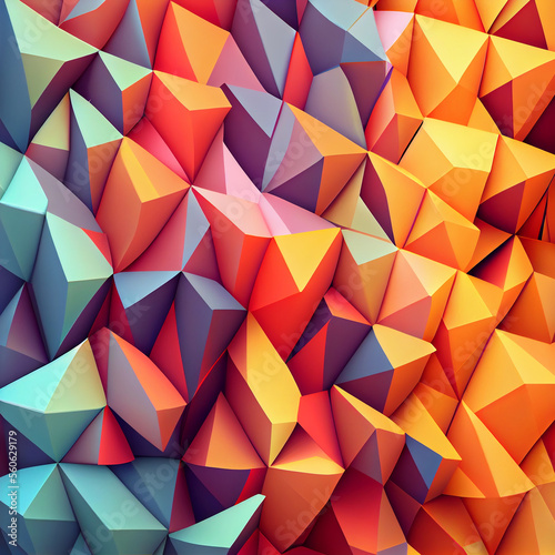 Abstract Vivid Geometric Pattern Background Generative AI