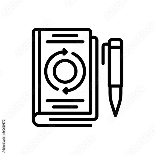 Black line icon for revision