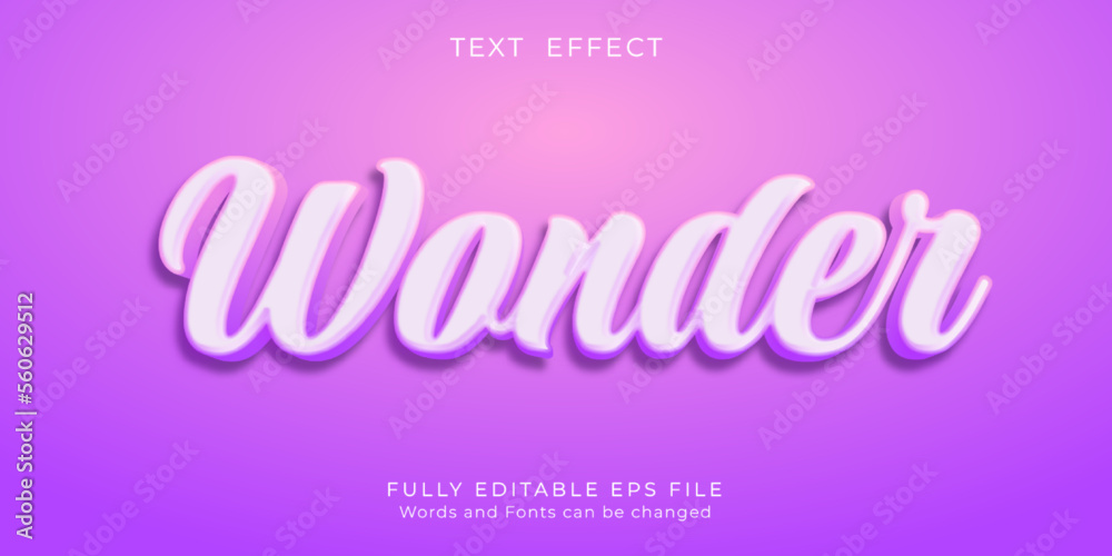 Editable text wonder with three dimension text style