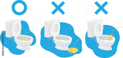Toilet notice vector illustration. Don't pee on the floor. Don't pee on the seat.