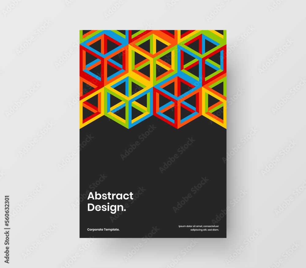 Isolated mosaic hexagons annual report illustration. Amazing handbill A4 vector design layout.