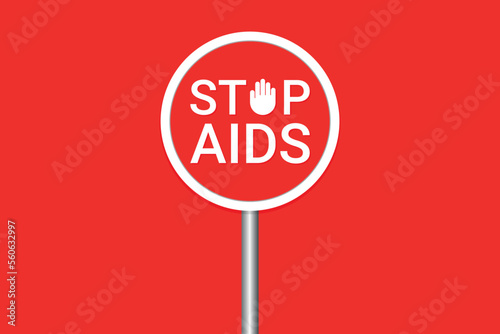 Stop aids With red background Vector element