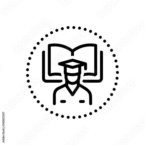 Black line icon for student