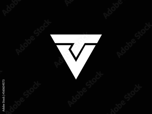 Creative Minimalist Letter TV Logo Design , Minimal VT Monogram
