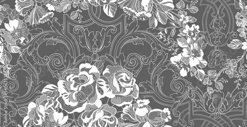 Seamless vintage floral lace pattern