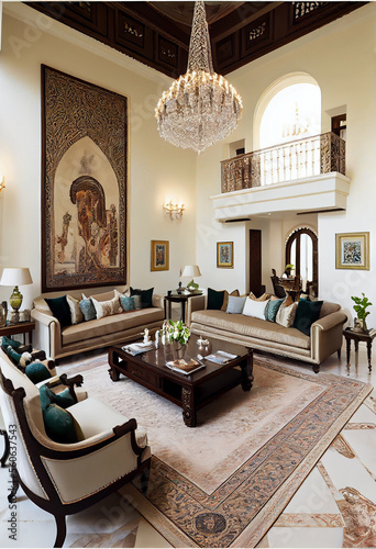 luxury living room interior design  beautiful modern decoration - generative ai