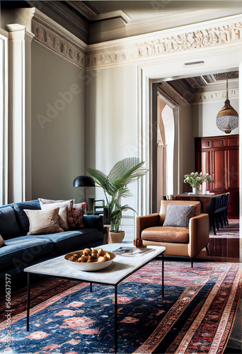 luxury living room interior design  beautiful modern decoration - generative ai