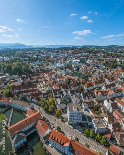 Kempten im Allgäu im Luftbild, Ausblick auf die Altstadt und St. Mang