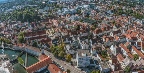 Kempten im Allgäu im Luftbild, Ausblick auf die Altstadt und St. Mang