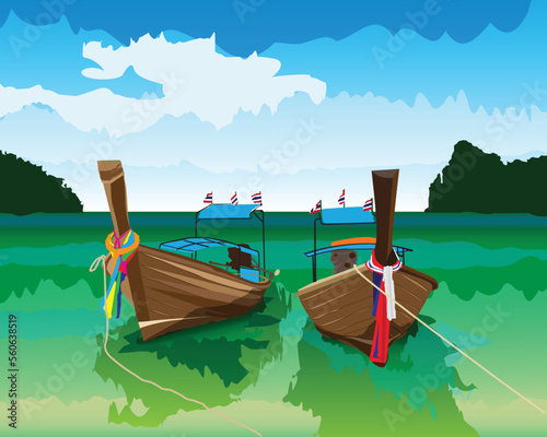 vector long tail boat