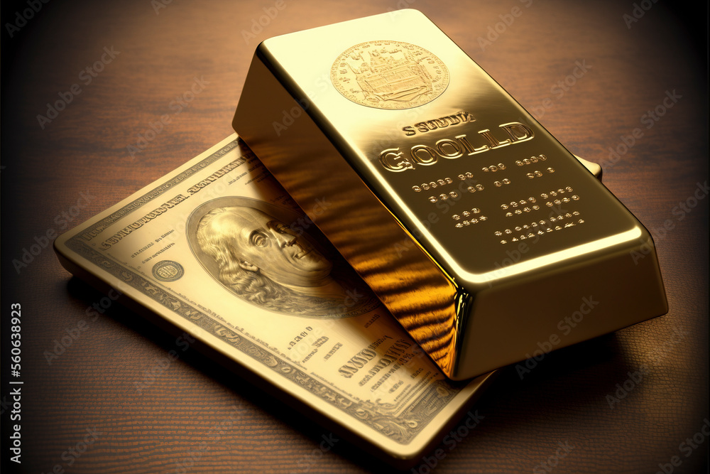 gold bar and investment coins. concept of savings and long-term earnings gold bar and investment coins. concept of savings and long-term earnings