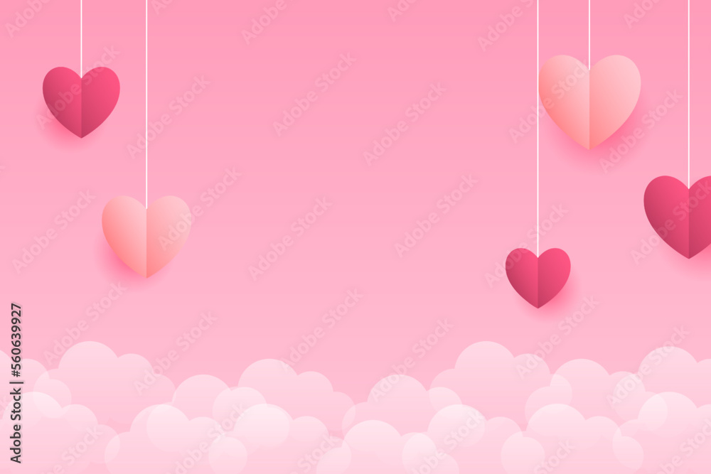 Valentine's Day sale background with paper hearts of different colors that hang from the clothesline above the clouds. Vector illustration. Wallpaper. Flyers, invitations, posters, brochures, banners. Valentine's Day sale background with paper hearts of different colors that hang from the clothesline above the clouds. Vector illustration. Wallpaper. Flyers, invitations, posters, brochures, banners.