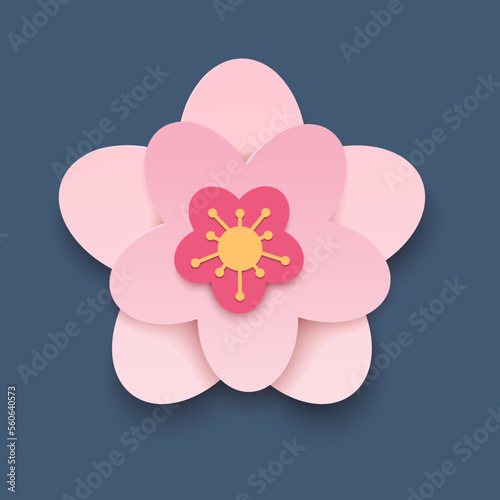 Pink paper cut flower of spring cherry blossom