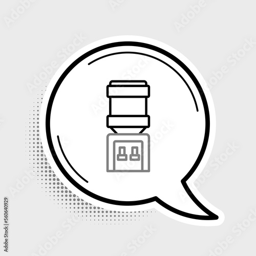 Line Water cooler for office and home icon isolated on grey background. Water dispenser. Bottle office, plastic and liquid. Colorful outline concept. Vector