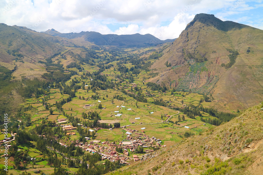 Incredible Panoramic Aerial View of Sacred Valley of The Incas, Cusco Region, Peru, South America
