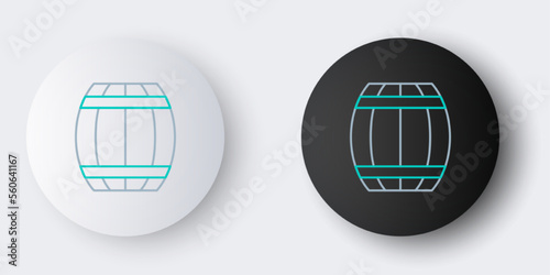 Line Gun powder barrel icon isolated on grey background. TNT dynamite wooden old barrel. Colorful outline concept. Vector