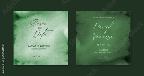 Emerald green wedding invite card template for social media posts