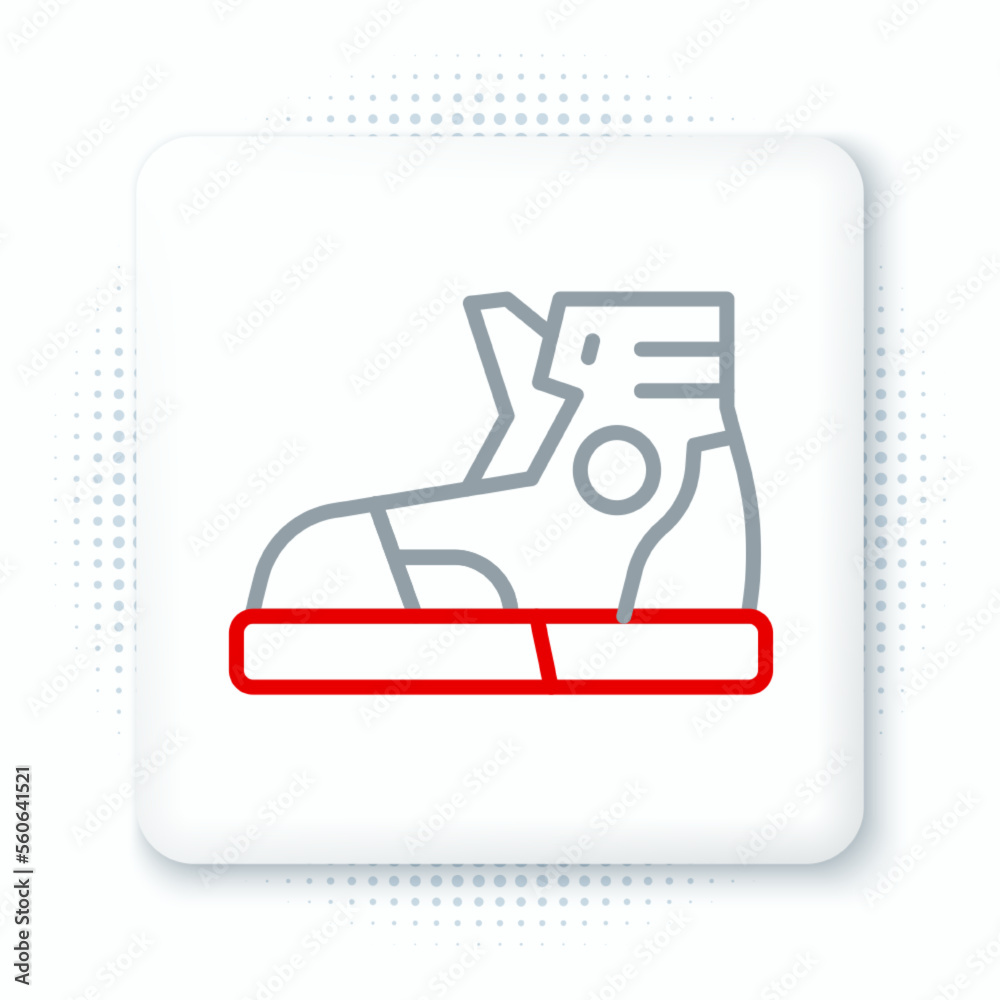 Line Fitness sneakers shoes for training, running icon isolated on white background. Sport shoes. Colorful outline concept. Vector Line Fitness sneakers shoes for training, running icon isolated on white background. Sport shoes. Colorful outline concept. Vector