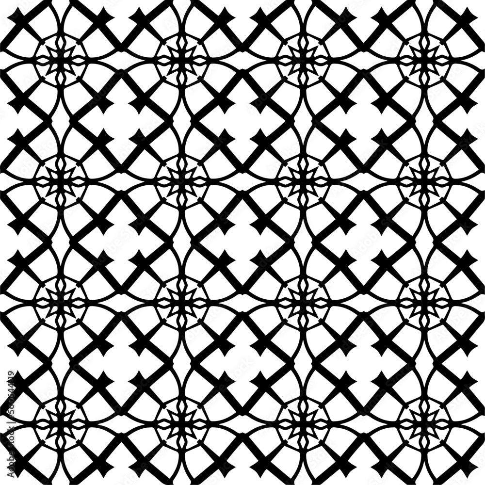 Fototapeta premium Vector pattern in geometric ornamental style. Black and white color.Seamless pattern.
