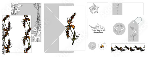 A set of postcards with bright delicate romantic flowers.