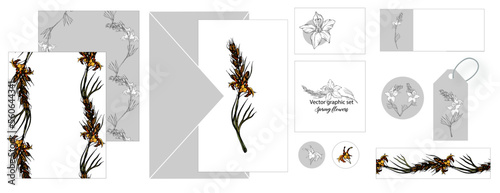 A set of postcards with bright delicate romantic flowers.