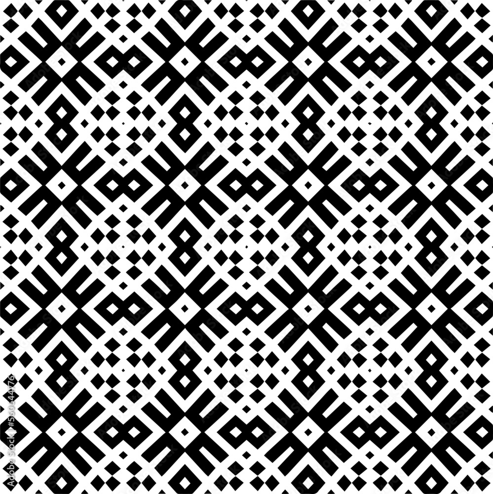 Vector pattern in geometric ornamental style. Black and white color.Seamless pattern.