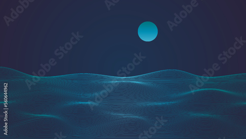 background with waves wave background moonlight lighting illustration design
