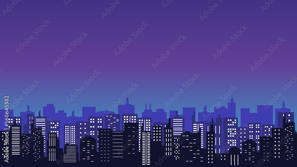 Illustration of urban background with many buildings and apartments