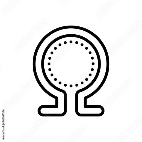 Black line icon for omega
