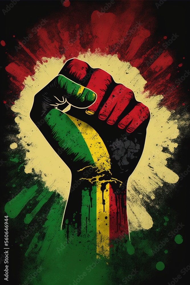 Black history month celebration symbol Fist in Pan-Arican colors Ai ...
