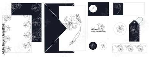 set of postcards with Lily flowers.