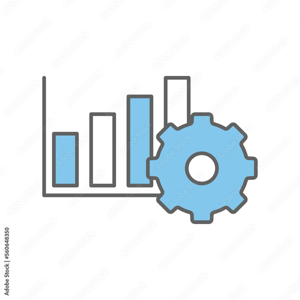 Gear icon illustration with chart. icon related to project management. flat line icon style. Simple vector design editable Gear icon illustration with chart. icon related to project management. flat line icon style. Simple vector design editable