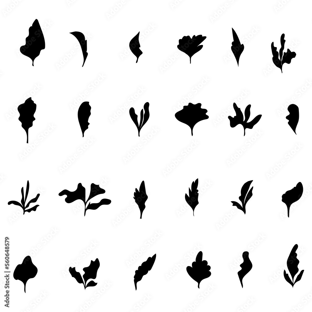 Set of abstract hand drawn leaves isolated on white background,social media icon,doodle element for web design,outline botanical sticker,tattoo,creative foliage. Set of abstract hand drawn leaves isolated on white background,social media icon,doodle element for web design,outline botanical sticker,tattoo,creative foliage.