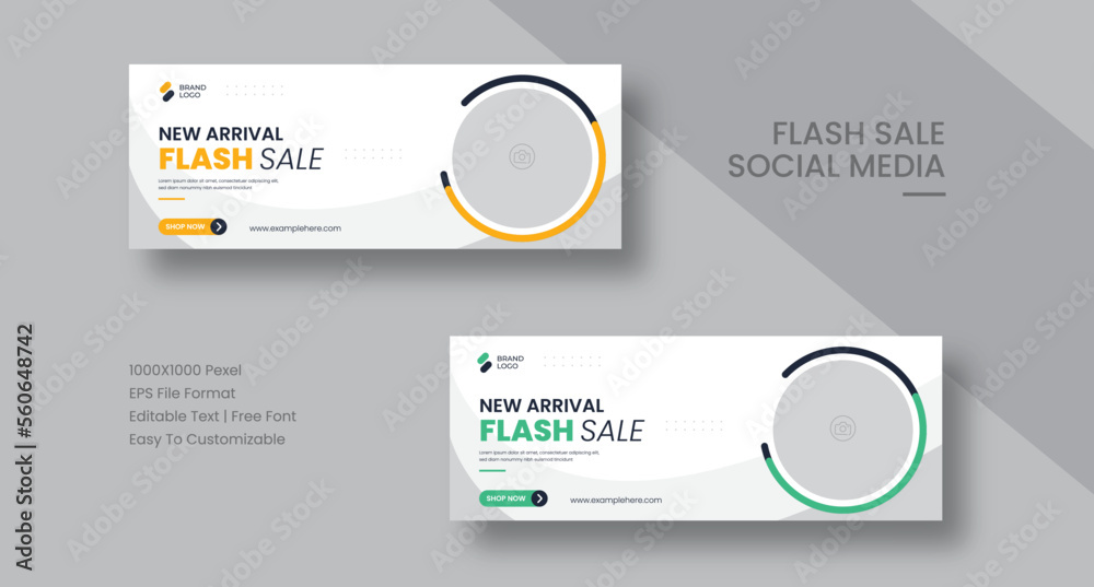 Flash sale facebook cover page timeline web ad banner template with ...