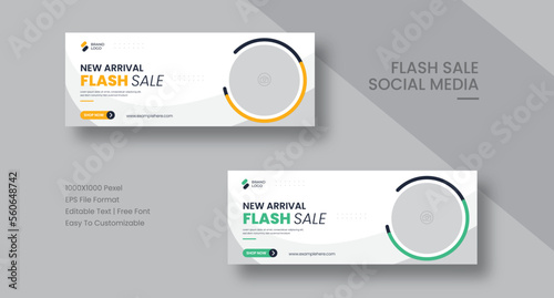 Flash sale facebook cover page timeline web ad banner template with photo place modern layout dark blue background and vivid pink shape and text Design. Cover bundle template. vector illustrator