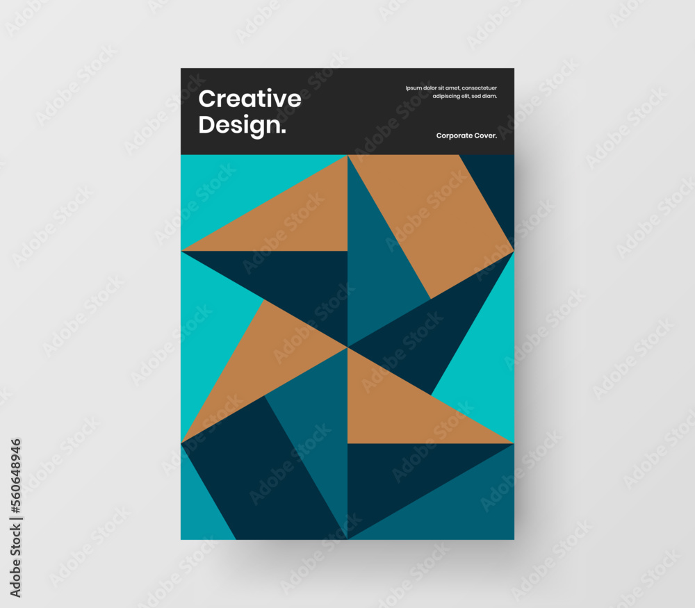 Bright geometric pattern annual report template. Trendy company cover vector design concept.