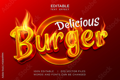hot food 3d text style with fire effect vector illustration Fototapeta