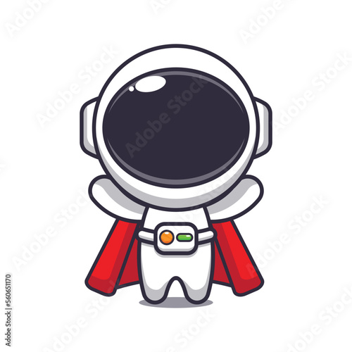 Cute super astronaut cartoon vector illustration.