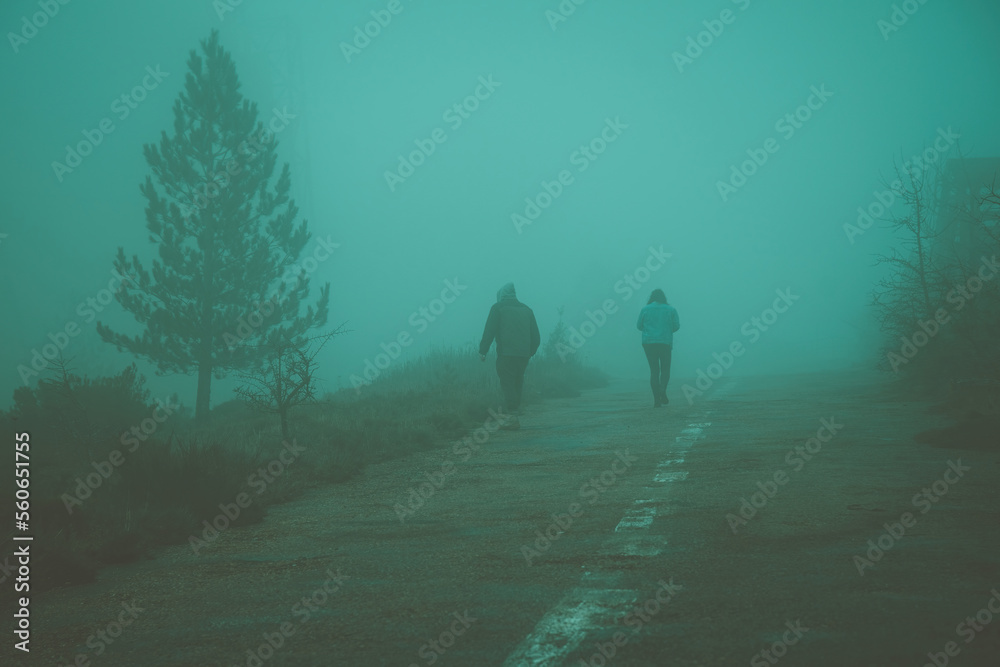 mysterious fog along an abandoned street