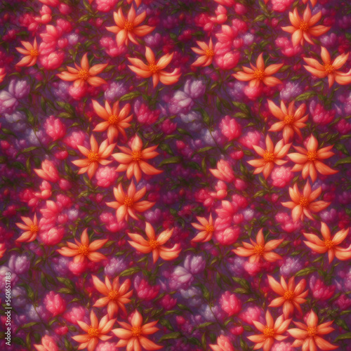 Seamless flowers pattern. Endless colorful floral background. Digital illustration.