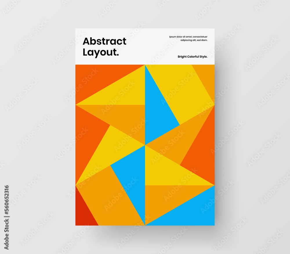 Modern geometric pattern brochure template. Fresh handbill A4 vector design illustration.